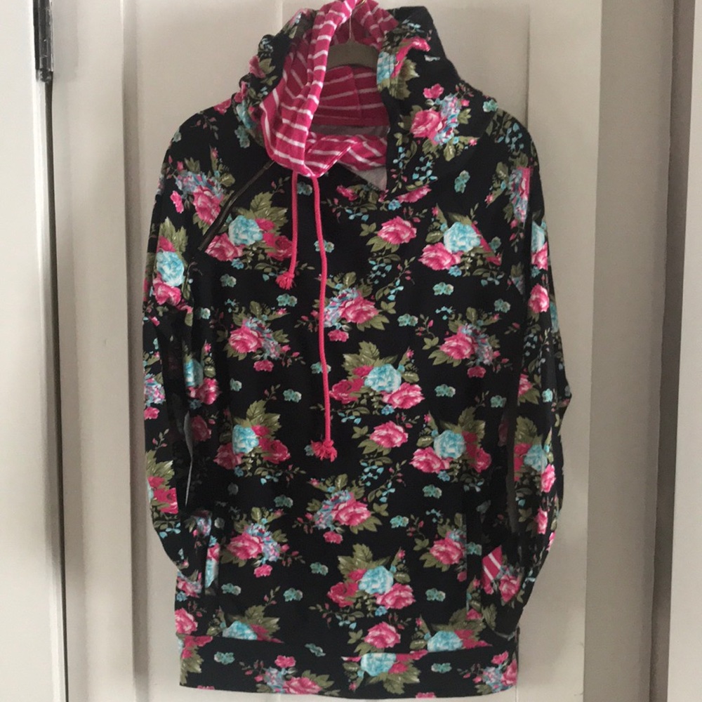 Mindy Mae’s Market Doublehood floral/pink stripe